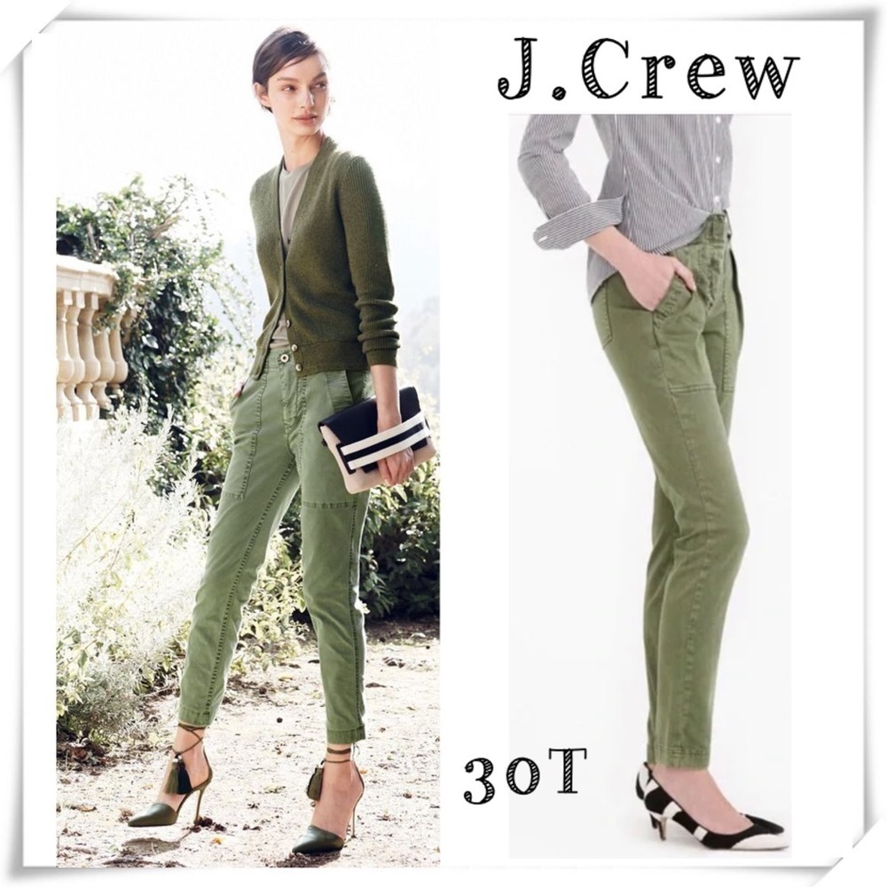 J.CREW Utility Cargo Slim fit Pants in Olive Green Size 30T Style C2769